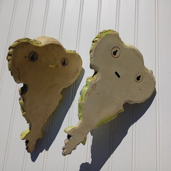 Vintage Pair of Elephant Brackets Drapery Sconce Corbels Chalkware MCM Wall Art - Picture 4 of 14